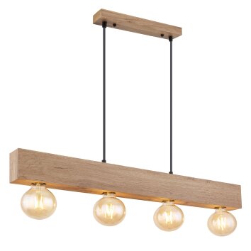 Globo ERNA Hanger Hout licht, Zwart, 4-lichts