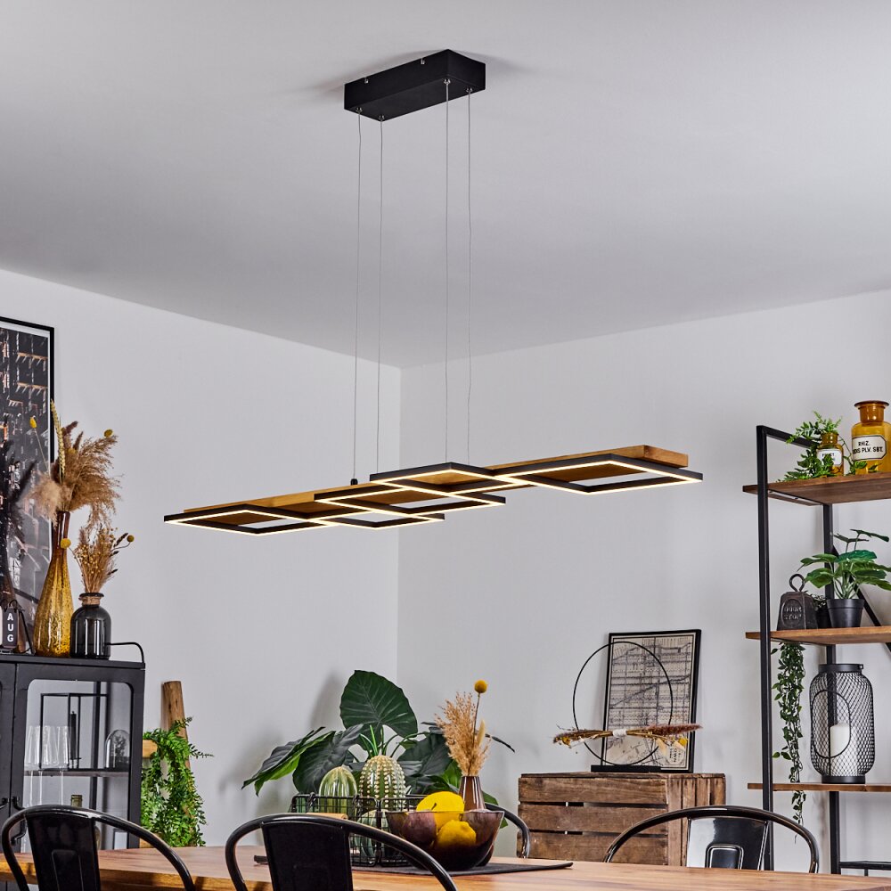 Pompu Hanglamp LED Hout licht, Zwart, 1-licht