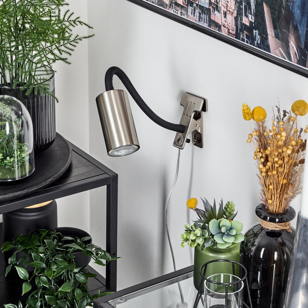 Javel Klemlamp Nikkel mat, Zwart, 1-licht