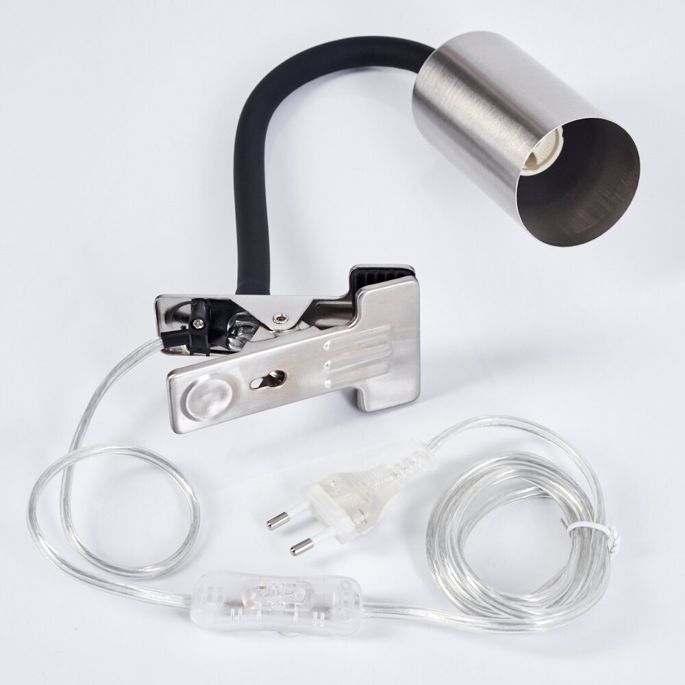 Javel Klemlamp Nikkel mat, Zwart, 1-licht