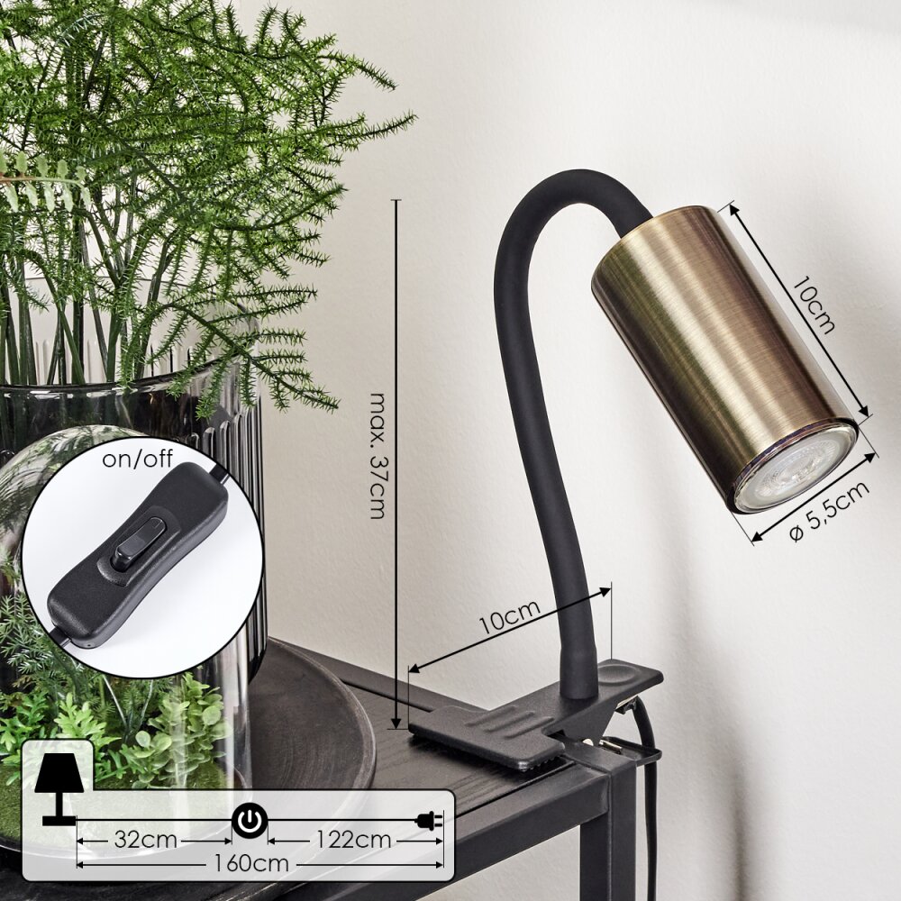 Javel Klemlamp Zwart, 1-licht