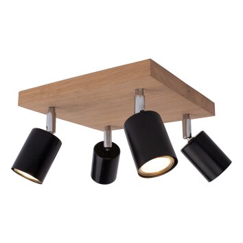 Languileo Plafondlamp Hout licht, 4-lichts