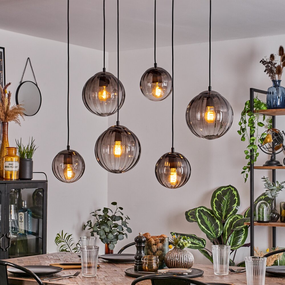 Evolene Hanger Zwart, 6-lichts