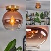 Koyoto Plafondlamp - Glas 20 cm Goud, Zwart, 1-licht