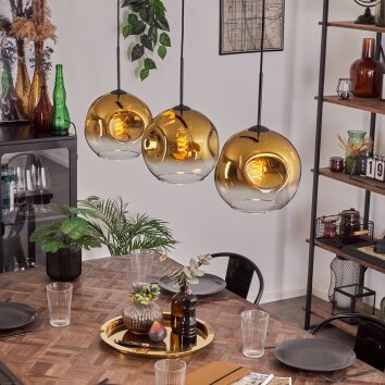 Ripoll Hanglamp Goud, Duidelijk, 3-lichts