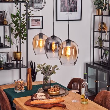 Vevino Hanglamp Zwart, 3-lichts