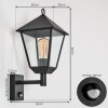 Anfei Wandlamp voor buiten Zwart, 1-licht, Bewegingsmelder