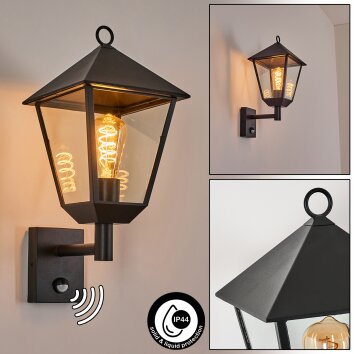 Anfei Wandlamp voor buiten Zwart, 1-licht, Bewegingsmelder