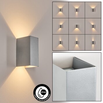 Hoods Wandlamp voor buiten, Licht omhoog & omlaag, Wandlamp LED Zilver, 1-licht