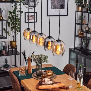 Vevino Hanglamp Amber, Duidelijk, Rookkleurig, 5-lichts