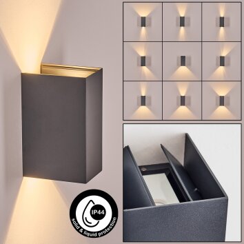 Hoods Wandlamp voor buiten, Licht omhoog & omlaag, Wandlamp LED Antraciet, 1-licht