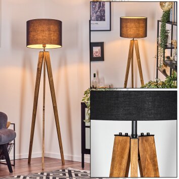 Bassagoda Staande lamp, Leeslamp Natuurlijke kleuren, Zwart, 1-licht