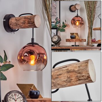 Ripoll Wandlamp Natuurlijke kleuren, Zwart, 1-licht