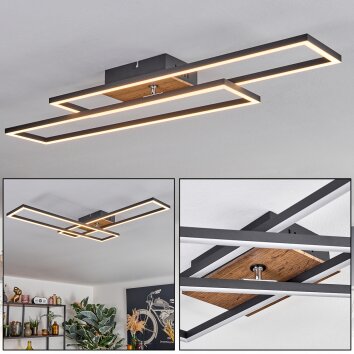 Macos Plafondlamp, Plafondspot LED Bruin, houtlook, Zwart, 1-licht