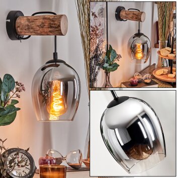 Vevino Wandlamp Natuurlijke kleuren, Zwart, 1-licht