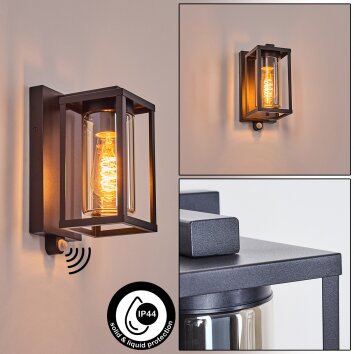 Portalis Wandlamp voor buiten Zwart, 1-licht, Bewegingsmelder