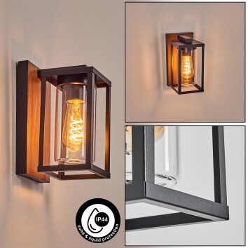 Portalis Wandlamp voor buiten Bruin, houtlook, Zwart, 1-licht