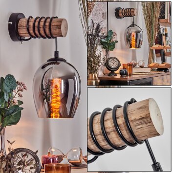 Vevino Kogellampje, Wandlamp Natuurlijke kleuren, Zwart, 1-licht