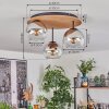 Koyoto Plafondlamp, Kogellampje 40 cm Bruin, houtlook, Zwart, 3-lichts