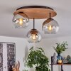 Koyoto Plafondlamp, Kogellampje 40 cm Bruin, houtlook, Zwart, 3-lichts