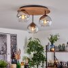 Koyoto Plafondlamp, Kogellampje 40 cm Bruin, houtlook, Zwart, 3-lichts