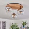 Koyoto Plafondlamp, Kogellampje 40 cm Bruin, houtlook, Zwart, 3-lichts