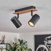 Guardais Plafondlamp Bruin, houtlook, Zwart, 2-lichts