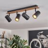 Guardais Plafondlamp Bruin, houtlook, Zwart, 4-lichts