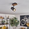 Guardais Plafondlamp, Plafondspot Bruin, houtlook, Zwart, 1-licht