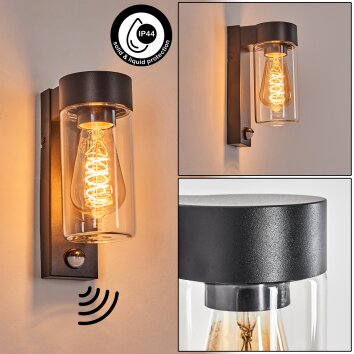 Encoberta Wandlamp voor buiten Zwart, 1-licht, Bewegingsmelder