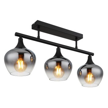 Globo Maxy Plafondlamp Zwart, 3-lichts