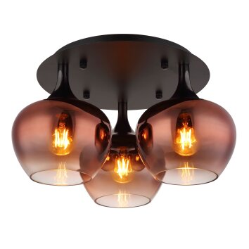 Globo Maxy Plafondlamp Chroom, Zwart, 3-lichts