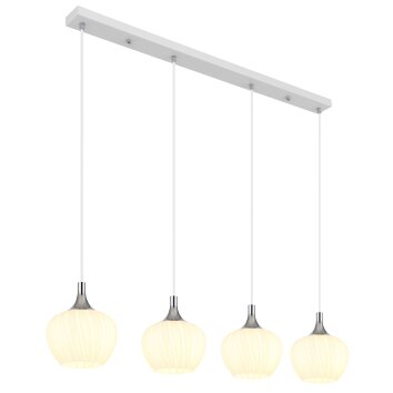 Globo Maxy Hanglamp Chroom, Wit, 4-lichts