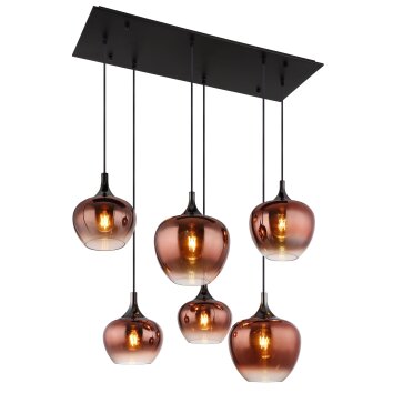 Globo Maxy Hanglamp Chroom, Zwart, 6-lichts