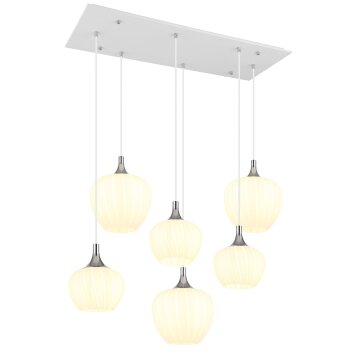 Globo Maxy Hanglamp Chroom, Wit, 6-lichts