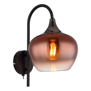 Globo Maxy Wandlamp Chroom, Zwart, 1-licht