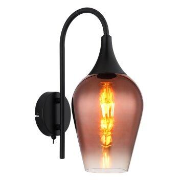 Globo Lavus Wandlamp Zwart, 1-licht