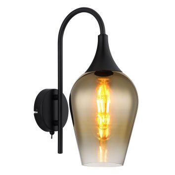 Globo Lavus Wandlamp Zwart, 1-licht