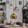 Gastor Hanglamp, Kogellampje Amber, Goud, Duidelijk, Rookkleurig, 3-lichts