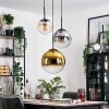 Gastor Hanglamp, Kogellampje Amber, Goud, Duidelijk, Rookkleurig, 3-lichts