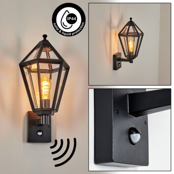 Falfosa Wandlamp voor buiten Zwart, 1-licht, Bewegingsmelder