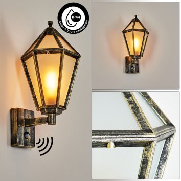 Falfosa Wandlamp voor buiten Goud, Zwart, 1-licht, Bewegingsmelder