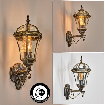 Lavajo Buitenlicht, Wandlamp voor buiten Goud, Zwart, 1-licht