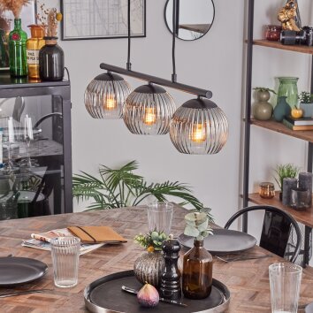 Koyoto Hanglamp, Kogellampje, Hanglamp Duidelijk, Rookkleurig, 3-lichts