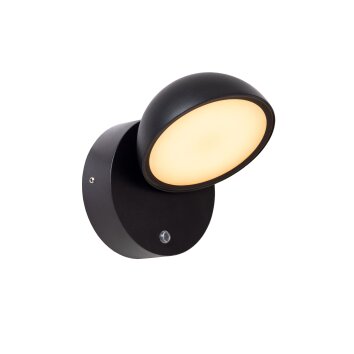 Lucide FINN Wandlamp voor buiten LED Zwart, 1-licht, Bewegingsmelder