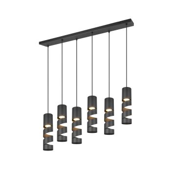 Trio verlichting Stream Hanglamp Zwart, 6-lichts