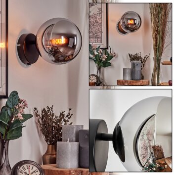 Koyoto Kogellampje, Wandlamp, Muurspot Chroom, Rookkleurig, 1-licht