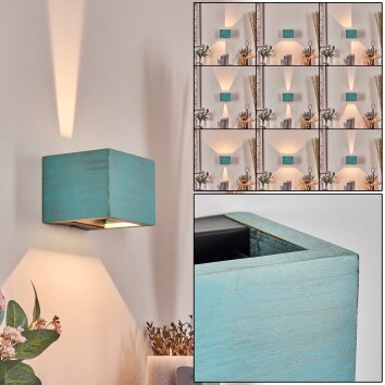 Marmorera Wandlamp, Muurspot Zwart, Turquoise, 1-licht