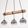 Koyoto Hanglamp, Kogellampje, Hanglamp Natuurlijke kleuren, Zwart, 3-lichts