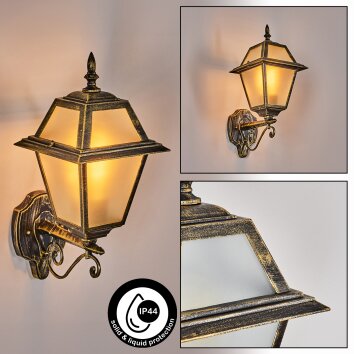 Fornelos Buitenlicht, Wandlamp voor buiten, Wandlamp Goud, Zwart, 1-licht